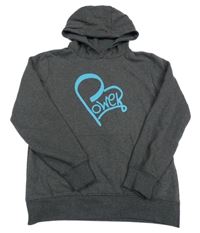 Tmavošedá mikina s potiskem a kapucí bpc