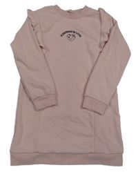 Světlerůžové teplákové šaty s nápisem George