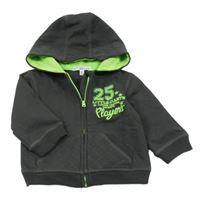 Šedá propínací mikina s potiskem a kapucí 