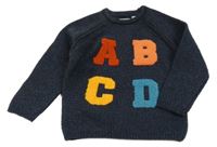 Tmavomodrý svetr s písmeny Zara