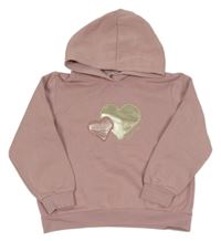 Růžová mikina se srdíčky a kapucí H&M