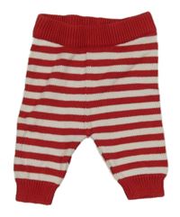 Červeno-bílé pruhované pletené tepláky Tu