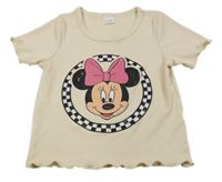 Béžové žebrované tričko s Minnie