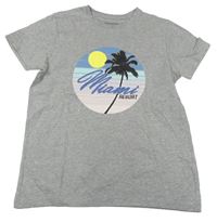 Šedé tričko s palmou Primark