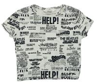 Světlešedé žebrované tričko s nápisy . The Beatles H&M