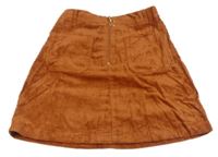 Oranžová manšestrová sukně se zipem M&S