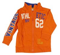 Oranžová propínací mikina s nápisem a číslem Tom Tailor