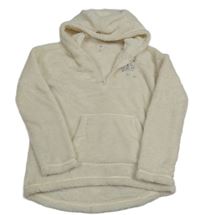 Smetanová chlupatá mikina s hvězdami  a kapucí GAP