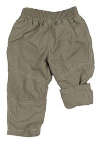 Hnědé šusťákové podšité kalhoty 