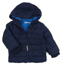 Tmavomodrá šusťáková zimní bunda s kapucí Bluezoo