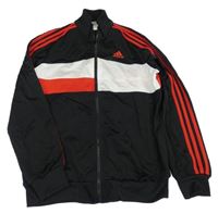 Černo-bílo-červená sportovní propínací mikina Adidas