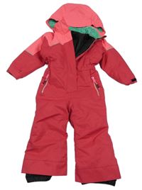 Neonově růžovo-jahodová šusťáková zimní kombinéza s kapucí CMP