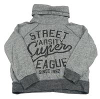 Šedá melírovaná mikina s nápisem a komínovým límcem Yigga