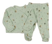 2set - Zelenkavé sametové triko se stromy + polodupky 