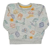 Světlešedá mikina s obrázky Primark