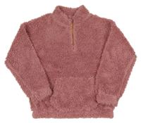 Růžová chlupatá mikina se stojáčkem Tu