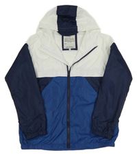 Bílo-tmavomodrá šusťáková jarní bunda s kapucí M&S