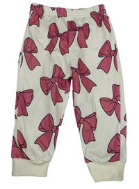 Krémové tepláky s mašlemi