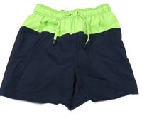 Neonově zeleno-tmavomodré plážové kraťasy Yigga