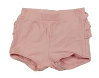Světlerůžové bavlněné kraťasy s volánky H&M