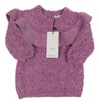 Nové - Fialové třpytivé žinylkové šaty s volánkem