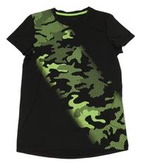 Černo-zelené sportovní tričko s army vzorem Ergeenomixx