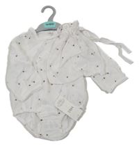 Nové - 2set - Bílé mušelínové body s hvězdami + sáček M&S