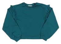 Smaragdová crop mikina s volánky H&M