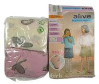 Nové - 2x silónky s obrázky - bílé + růžové Alive 