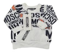 Bílá lehká mikina s nápisy a medvídky Moschino