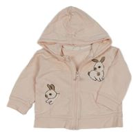 Světlerůžová propínací mikina se zajíčky a kapucí H&M