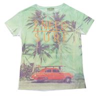 Světlezelené tričko s palmami a autem Zara 