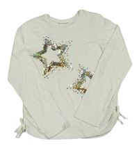 Bílé triko s hvězdičkami z flitrů Nutmeg