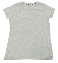 Šedé tričko s logem z flitrů Soulcal&Co