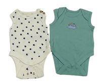 2x - Zelenošedé + bílé body s hvězdičkami Primark