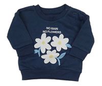 Tmavomodrá mikina s kytičkami Primark