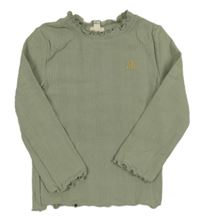 Světlekhaki žebrované triko s logem River Island 