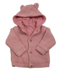 Světlerůžový propínací podšitý svetr s kapucí M&S