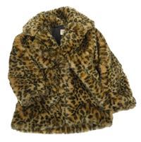 Béžovo-černý vzorovaný kožešinový podšitý kabát GAP