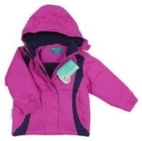 Nové - Růžovo-tmavomodrá funkční šusťáková zimní bunda s kapucí Mountain Warehouse
