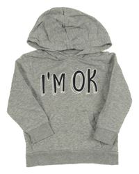 Šedá melírovaná mikina s nápisem a kapucí C&A