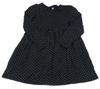 Černé bavlněné šaty s puntíky H&M