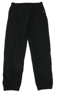 Černé plátěné cuff kalhoty H&M