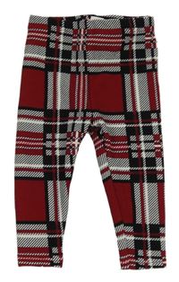 Červeno-černo-bílé kostkované legíny Shein 