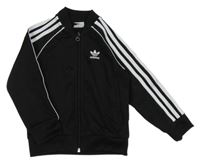 Černá propínací sportovní mikina s logem Adidas