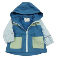 Modro-zelená nepromokavá jarní bunda s kapucí Ergee 