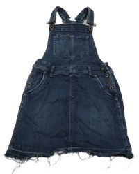 Tmavomodré riflové laclové roztřepené šaty Pepe Jeans