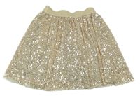 Zlatá síťovaná sukně s flitry 