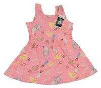 Nové - Neonově růžové bavlněné šaty s mořskými pannami Pep&Co.