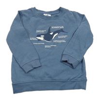 Modrošedá mikina s velrybou Topolino